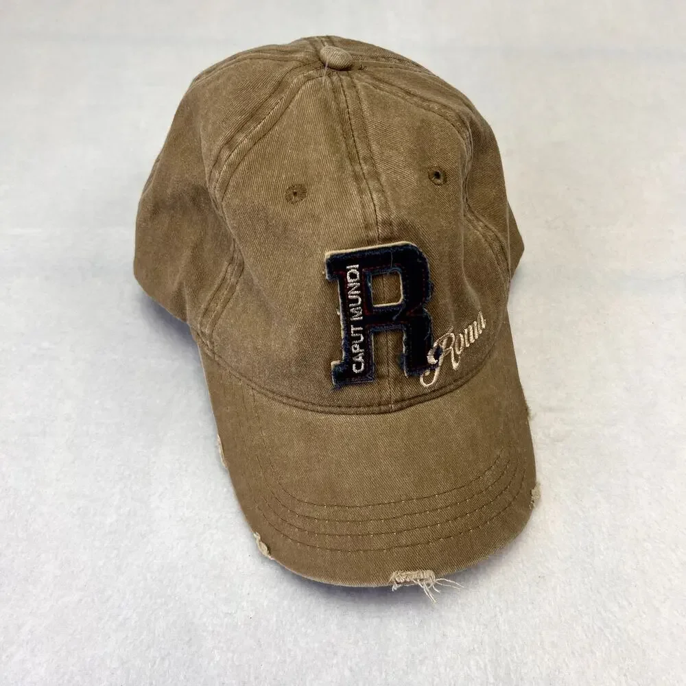 Roma Cap Hat Caput Mundi Brown Baseball Denim Adjustable Strapback